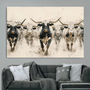 Texas Longhorn Wall Art – Framed Cattle Walking Canvas by MyGreatCanvas | Canvas Wall Art Prints | Photo Prints & Wall Decor