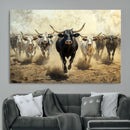 Texas Longhorn Wall Art – Framed Charging Cattle Canvas by MyGreatCanvas | Canvas Wall Art Prints | Photo Prints & Wall Decor