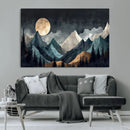 Moonlit Mountain Wall Art Canvas Print – Silhouetted Pines