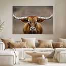Texas Longhorn Wall Art Canvas Print – Brown Bull Rustic