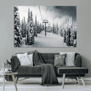 Snowy Pines Wall Art Canvas Print – Framed Ski Lift Winter