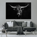 Texas Longhorn Wall Art Canvas Print – Framed Monochrome by MyGreatCanvas | Canvas Wall Art Prints | Photo Prints & Wall Decor
