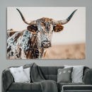 Texas Longhorn Wall Art – Framed Speckled Cow Canvas by MyGreatCanvas | Canvas Wall Art Prints | Photo Prints & Wall Decor