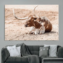 Texas Longhorn Wall Art Canvas Print – Framed Resting Bull by MyGreatCanvas | Canvas Wall Art Prints | Photo Prints & Wall Decor