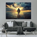 Jesus Walks Wall Art Canvas Print – Framed Divine Sunset by MyGreatCanvas | Canvas Wall Art Prints | Photo Prints & Wall Decor