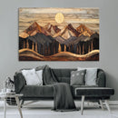 Wood Mountain Wall Art Canvas Print – Framed Boho Abstract