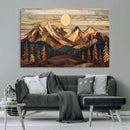 Wood Mountain Landscape Wall Art Canvas Print – Framed