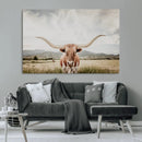 Texas Longhorn Wall Art Canvas Print – Framed Western Cow