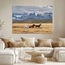 Grand Teton Park Wild Horses Wall Art Canvas Print – Framed