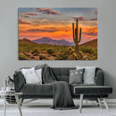 Saguaro Cactus Wall Art Canvas Print – Framed Arizona Sunset