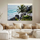 Tropical Coastline Wall Art Canvas Print – Framed Palm Tree