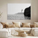 Jumping Wall Art Canvas Print – Framed Coastal Ocean Scene