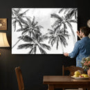 Black and White Palm Wall Art Canvas Print – Framed