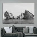 Coastal Wall Art – Framed Black White Ocean Canvas Artwork,