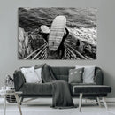 Black and White Surfing Wall Art Canvas Print – Framed by MyGreatCanvas | Canvas Wall Art Prints | Photo Prints & Wall Decor