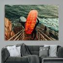 Surfer Stairway Wall Art – Framed Ocean Surf Canvas Artwork, by MyGreatCanvas | Canvas Wall Art Prints | Photo Prints & Wall Decor