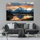 Mountain Sunset Wall Art Canvas Print – Framed Alpine