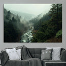 Misty Forest Wall Art Canvas Print – Framed Foggy River