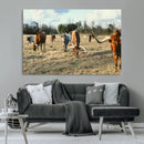 Texas Longhorns Wall Art Canvas Print – Framed Rustic Farm by MyGreatCanvas | Canvas Wall Art Prints | Photo Prints & Wall Decor