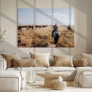 Western Wall Art Canvas Print – Framed Cowboy Cattle Drive