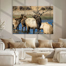 Wild Elk Wall Art Canvas Print – Framed Neutral Wildlife