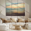 Sunset Seascape Wall Art Canvas Print – Framed Pastel Ocean