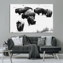 Buffalo Herd Wall Art Canvas Print – Framed Black and White by MyGreatCanvas | Canvas Wall Art Prints | Photo Prints & Wall Decor