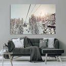 Frosty Pines Wall Art Canvas Print – Framed Cozy Cabin Ski