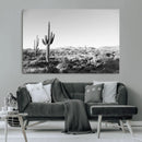 Saguaro Cactus Wall Art Canvas Print – Framed Monochrome
