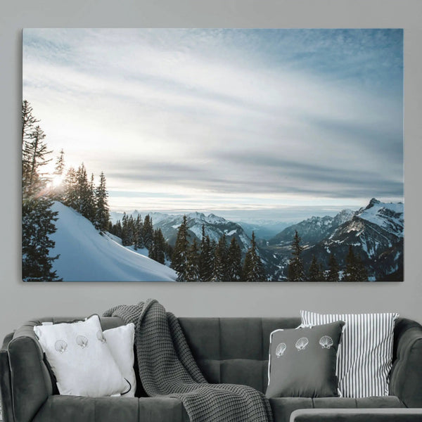 Snowy Mountains Wall Art Canvas Print – Framed Alpine, photo 2 of 96