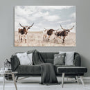 Majestic Longhorn Cows Wall Art Canvas Print – Rustic by MyGreatCanvas | Canvas Wall Art Prints | Photo Prints & Wall Decor
