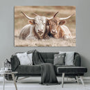 Couple Highland Cows Wall Art Canvas Print – Peaceful Meadow by MyGreatCanvas | Canvas Wall Art Prints | Photo Prints & Wall Decor