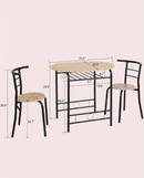 3-Piece Dining Set for 2 – Minimalist Wooden Table + 2 Metal Frame Chairs by 2Dropme