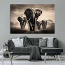 Elephant Family Wall Art Canvas Print, Framed Elephant Wall