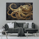 Octopus Wall Art Canvas Print – Gold Detail Wooden Marine by MyGreatCanvas | Canvas Wall Art Prints | Photo Prints & Wall Decor