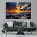 Sunset Ocean Wall Art Canvas Print – Waves Rocky Shore by MyGreatCanvas | Canvas Wall Art Prints | Photo Prints & Wall Decor