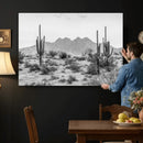 Black White Arizona Desert Canvas Wall Art Cactus Farmhouse