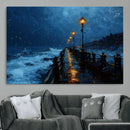 Dark Stormy Pier Wall Art Canvas Print, Moody Ocean Night by MyGreatCanvas | Canvas Wall Art Prints | Photo Prints & Wall Decor