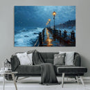 Stormy Night Pier Wall Art Canvas Print, Moody Ocean by MyGreatCanvas | Canvas Wall Art Prints | Photo Prints & Wall Decor