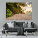 Tropical Beach Sunset Palm Trees White Sand Ocean Waves by MyGreatCanvas | Canvas Wall Art Prints | Photo Prints & Wall Decor