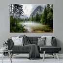 Misty Lake Forest Wall Art – Green Trees Calm Water by MyGreatCanvas | Canvas Wall Art Prints | Photo Prints & Wall Decor