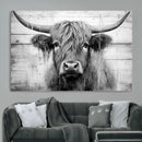 Black White Highland Cow Wall Art Canvas Print by MyGreatCanvas | Canvas Wall Art Prints | Photo Prints & Wall Decor