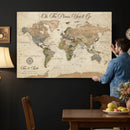 Personalized Custom World Map Wall Art Canvas Print – Travel