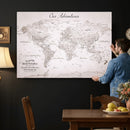 Customize Large Push Pin World Map Wall Art Canvas Print –
