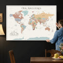 Personalized Push Pin World Map Canvas – Custom Framed