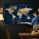 Custom Push Pin World Map Wall Art Canvas Print –