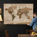 Personalized Push Pin World Map Canvas Print – Custom Framed