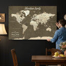 Personalized Push Pin World Map Canvas Print – Custom Travel