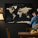 Personalized Push Pin World Map Canvas – Custom Framed