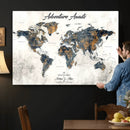 Custom Push Pin World Map Canvas Print – Framed Personalized